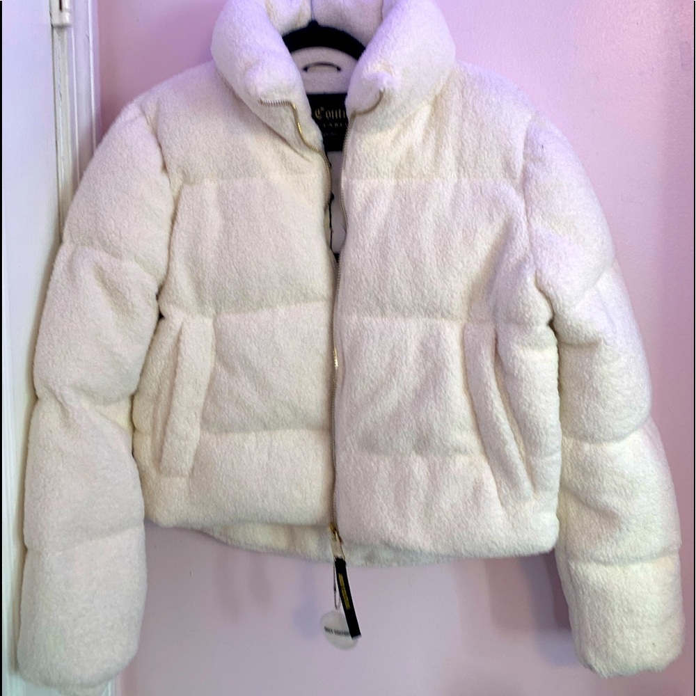 white puffy winter jacket